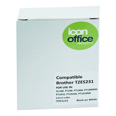 Icon Compatible Brother Strong TZeS231 12mm TZ Tape Black on White FPITZES231