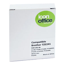 Icon Compatible Brother TZe241 18mm TZ Tape Black on White FPITZ241