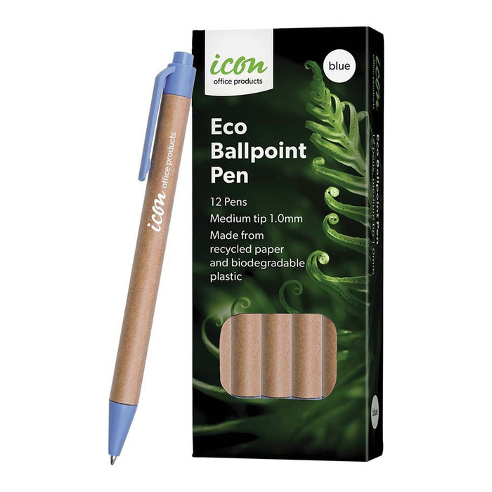 Icon Eco Retractable Ballpoint Pen Blue - 12's pack FPIBPECOBL12