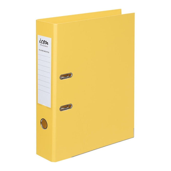 Icon Foolscap Lever Arch File Linen Yellow FPIF224