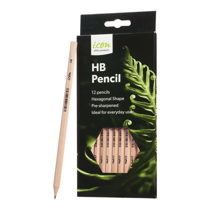 Icon HB Hexagonal Natural Pencil, Pack of 12 FPIHBP12