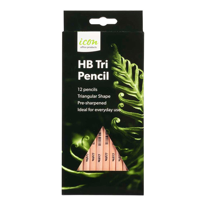 Icon HB Triangular Natural Pencil, Pack of 12 FPIHBP12T