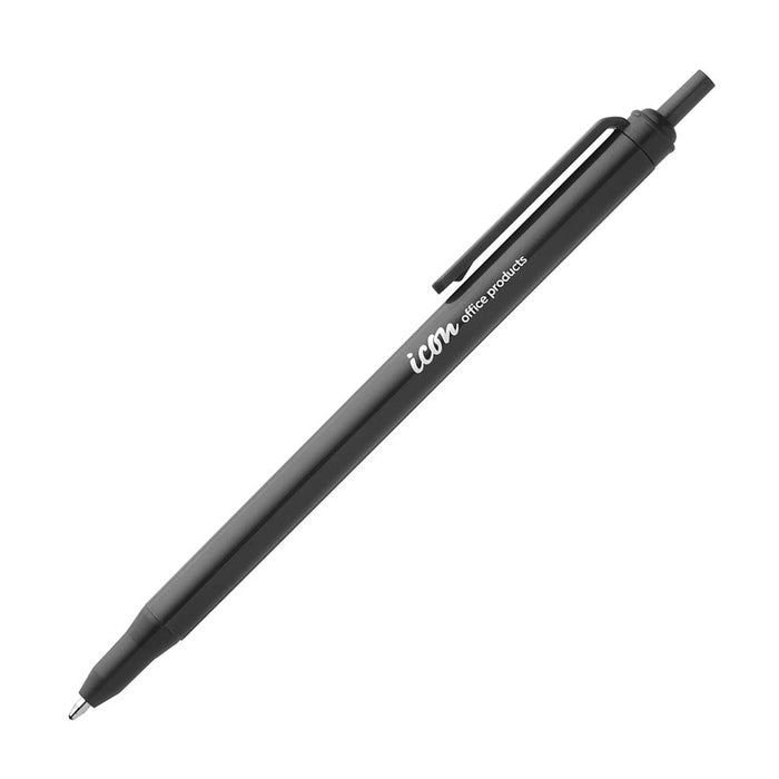 Icon One Piece Ballpoint Pen, 1.0mm Medium Tip, Retractable, Black, 10's pack FPIBP1PBLK