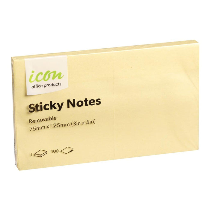Icon Sticky Notes Yellow 75mm x 125mm x 12's pack FPISAN05Y