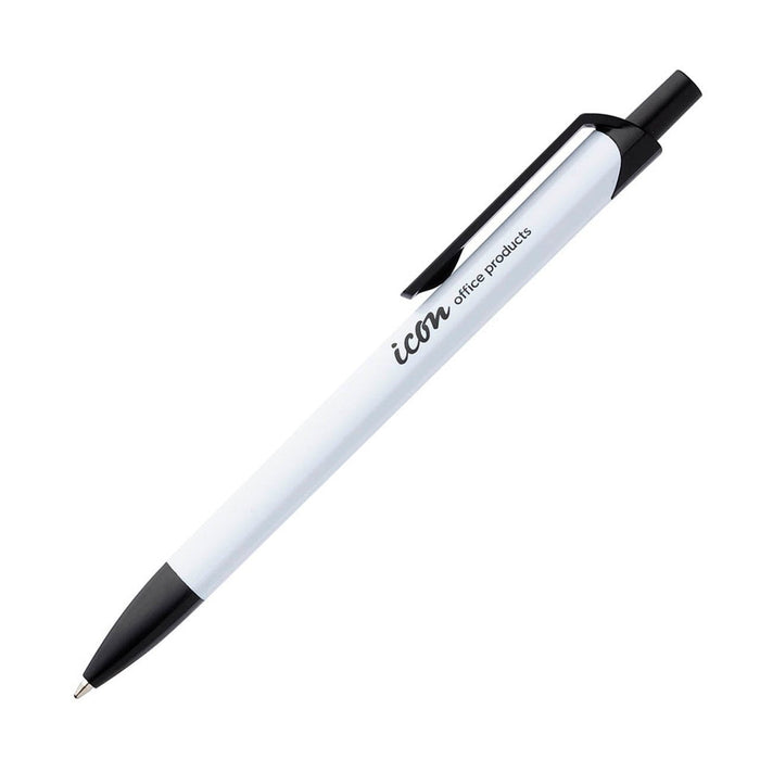 Icon Triangular Barrel Ballpoint Pen Medium Tip Black Pens x 12's pack FPITRIPENBLK