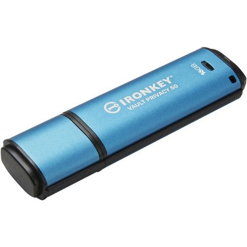 IronKey Vault Privacy 50 Series 16GB USB 3.2 (Gen 1) Type A Flash Drive - 16 GB - USB 3.2 (Gen 1) Type A - 250 MB/s Read Speed - 180 MB/s Write Speed - Blue - 256-bit AES - TAA Compliant IM5557745