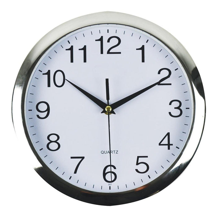 Italplast Wall Clock 26cm Chrome White FPI390