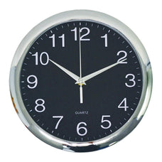 Italplast Wall Clock 30cm Chrome Black FPI395