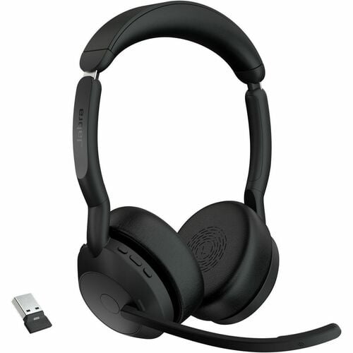 Jabra Evolve2 55 Headset - Stereo - Wireless - Bluetooth - 3000 cm - 20 Hz - 20 kHz - On-ear - Binaural - Ear-cup - MEMS Technology, Noise Cancelling Microphone - Noise Canceling - Black IM5700563