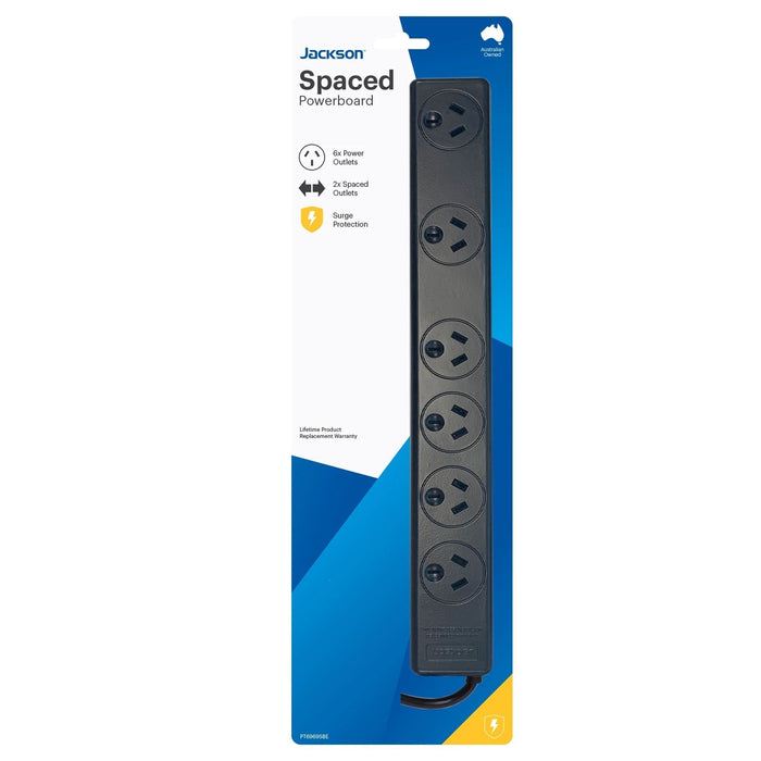 Jackson 6-Way Powerboard, Surge & Overload Protection, 1m Lead CDPT6969SBE