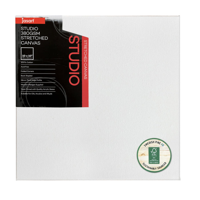 Jasart Academy Art Canvas 10x10" 38mm Thick Edge 280gsm - Pack of 6 JA0013020