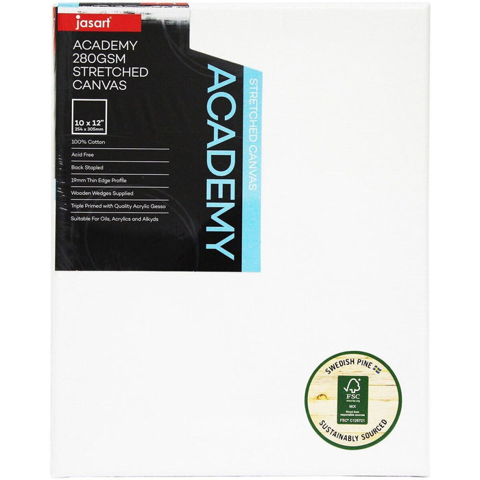 Jasart Academy Art Canvas 10x12", Pack of 8, 19mm Thin Edge 280gsm JA0012900