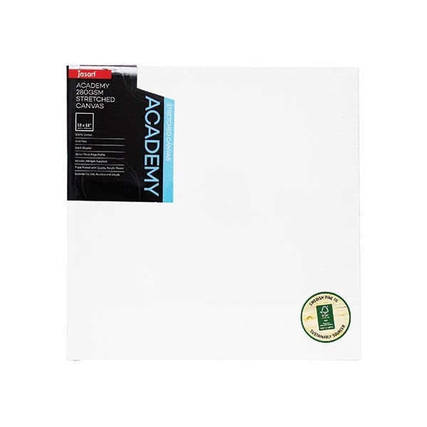 Jasart Academy Art Canvas 12x12", Pack of 8, 19mm Thin Edge 280gsm JA0012910