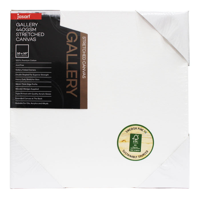 Jasart Gallery Art Canvas 10x10", Pack of 6, 38mm Thick Edge 440gsm JA0013720