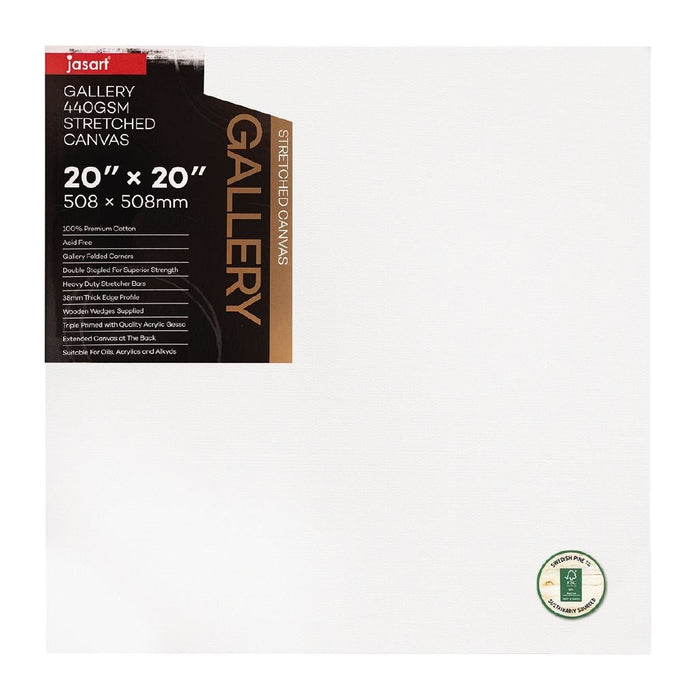 Jasart Gallery Art Canvas 20x20", Pack of 6, 38mm Thick Edge 440gsm JA0053510