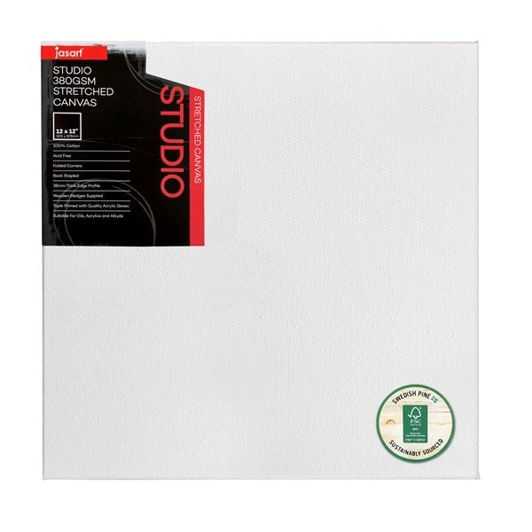 Jasart Studio Art Canvas 12x12", Pack of 6, 38mm Thick Edge 380gsm JA0013470