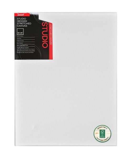 Jasart Studio Art Canvas 12x16", Pack of 6, 38mm Thick Edge 380gsm JA0013480