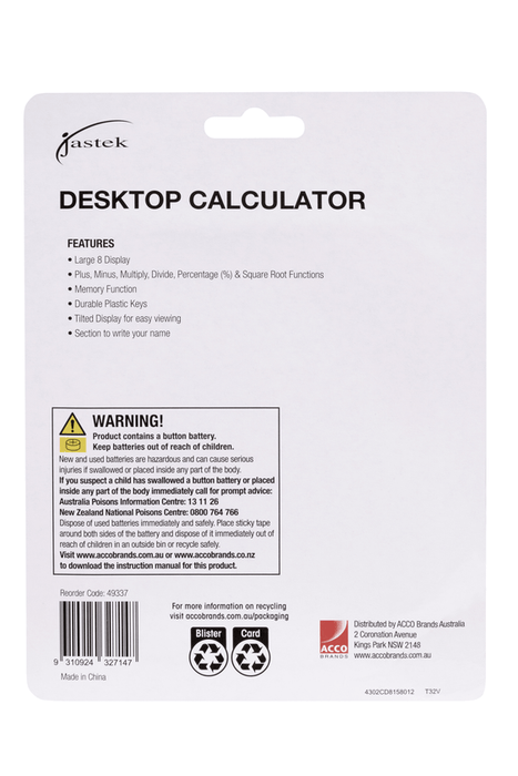 Jastek Desktop Calculator, Assorted Colours AO49337