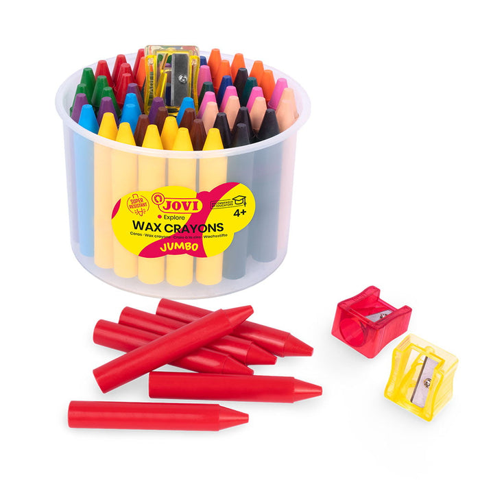Jovi 60 Pieces Wax Crayon & Sharpener in a Pot CXJOV98060