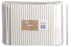 Jumbo Straight Paper Straws, White, 10mm x 200mm, 300gsm, FSC® Mix x 2500 pieces MPH16560