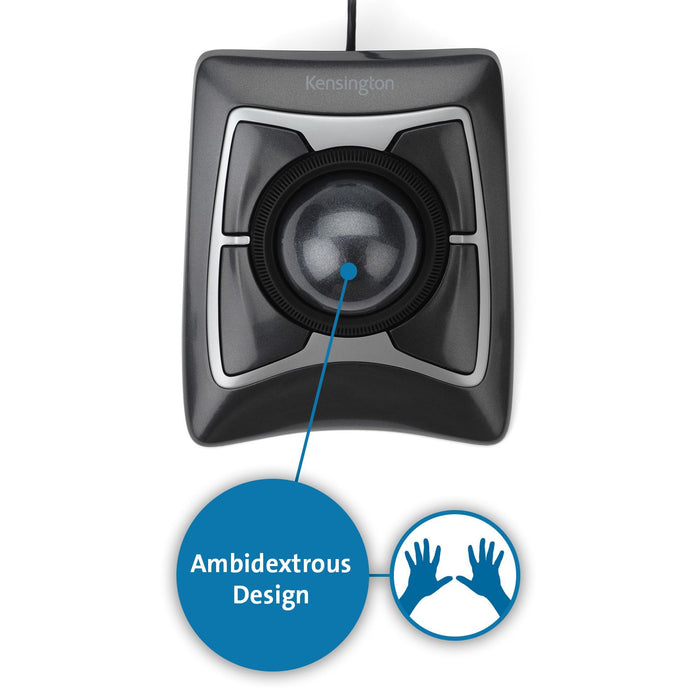 Kensington Expert Wired Trackball Mouse, Black and Grey AO64325