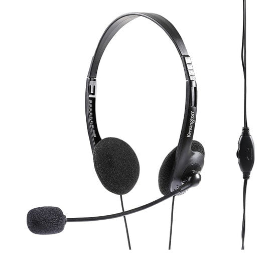 Kensington Light Weight Headphones with Microphone and Volume Black AO33467