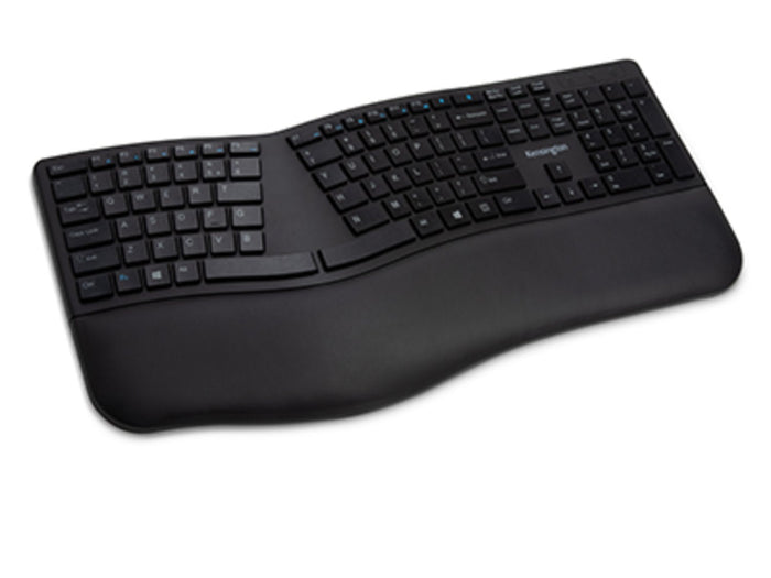 Kensington Pro Fit Ergo Dual Wireless Keyboard, Black, Ergonomic, Wrist Rest, Spill-Proof AOK75401US