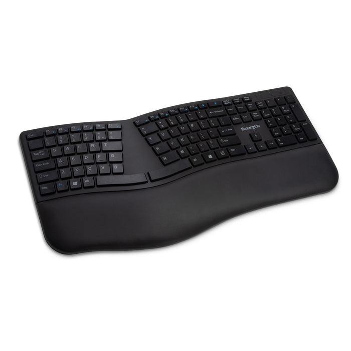 Kensington Pro Fit Ergo Dual Wireless Keyboard, Black, Ergonomic, Wrist Rest, Spill-Proof AOK75401US
