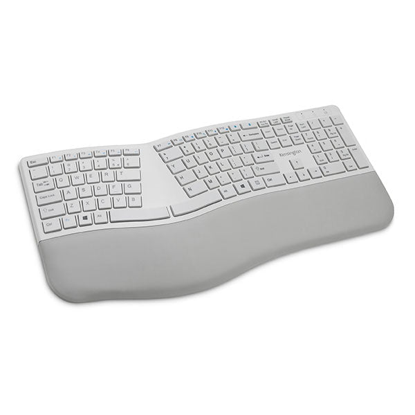 Kensington Pro Fit Ergo Dual Wireless Keyboard, Grey, Ergonomic, Wrist Rest, Spill-Proof AOK75402US