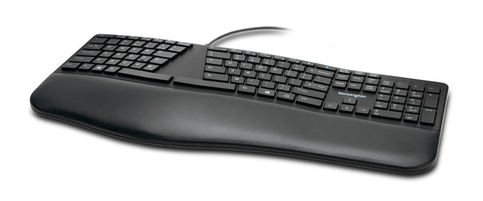 Kensington Pro Fit Ergo Wired Keyboard, Built-In Wrist Rest, Spill-Proof Keys, Ergonomist Approved AOK75400US