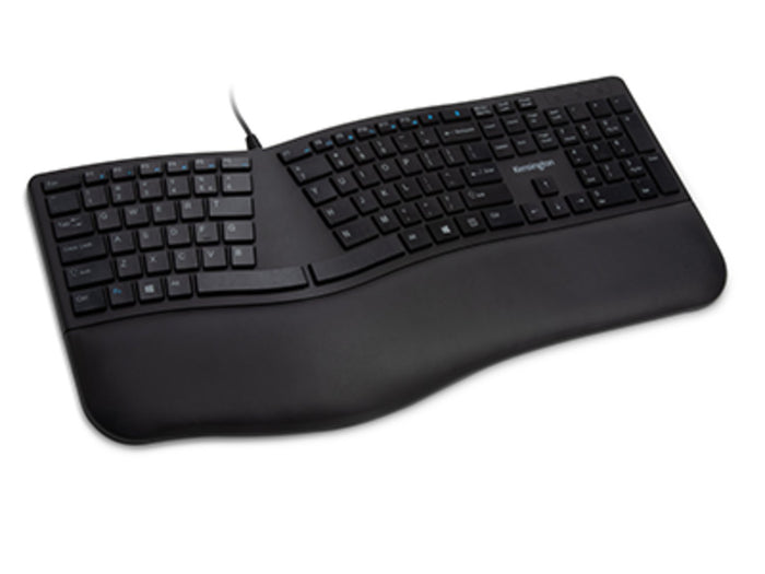 Kensington Pro Fit Ergo Wired Keyboard, Built-In Wrist Rest, Spill-Proof Keys, Ergonomist Approved AOK75400US
