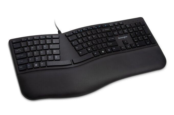 Kensington Pro Fit Ergo Wired Keyboard, Built-In Wrist Rest, Spill-Proof Keys, Ergonomist Approved AOK75400US