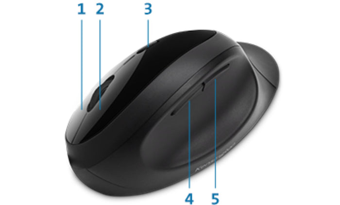 Kensington Pro Fit Ergo Wireless Mouse, Black, Built-in Wrist Rest, Five Buttons AOK75404WW