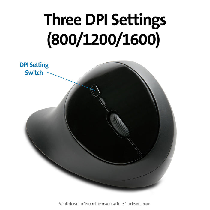 Kensington Pro Fit Ergo Wireless Mouse, Black, Built-in Wrist Rest, Five Buttons AOK75404WW