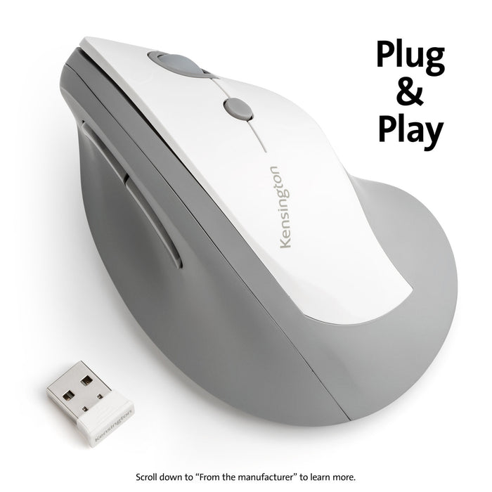 Kensington Pro Fit Vertical Wireless Mouse - Grey AOK75520WW