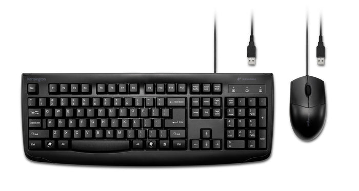Kensington Pro Fit Washable Wired Waterproof Keyboard & Mouse Set AOK70316US