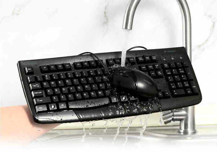 Kensington Pro Fit Washable Wired Waterproof Keyboard & Mouse Set AOK70316US