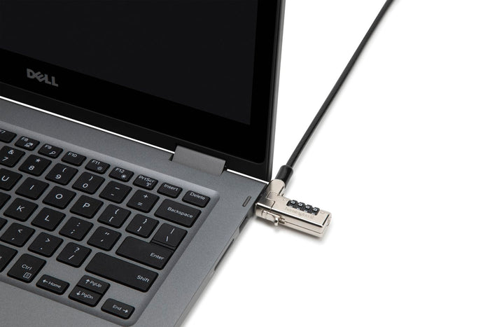 Kensington Slim N17 Combination Laptop Lock 2.0 for Wedge-Shaped Slots, 4-Wheel Number Code, Carbon Steel Cable, Tough Lock Head AOK68008WW