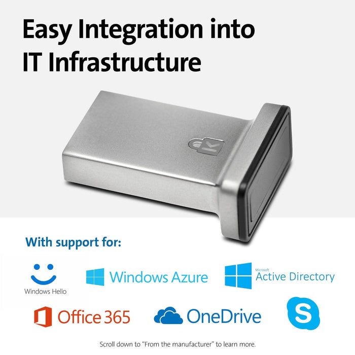 Kensington Verimark IT Fingerprint Key, FIDO2/WebAuth, Windows Hello & Windows Hello for Business AOK64704WW