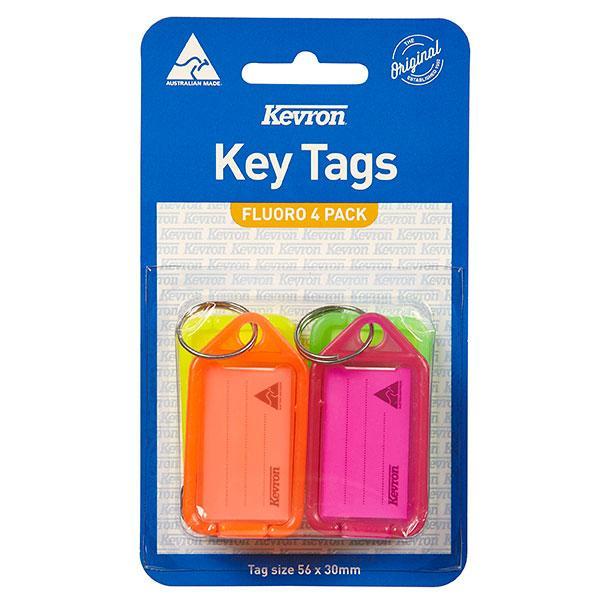 Kevron Key Tag Assorted Fluoro Colour 4's Pack AO45707