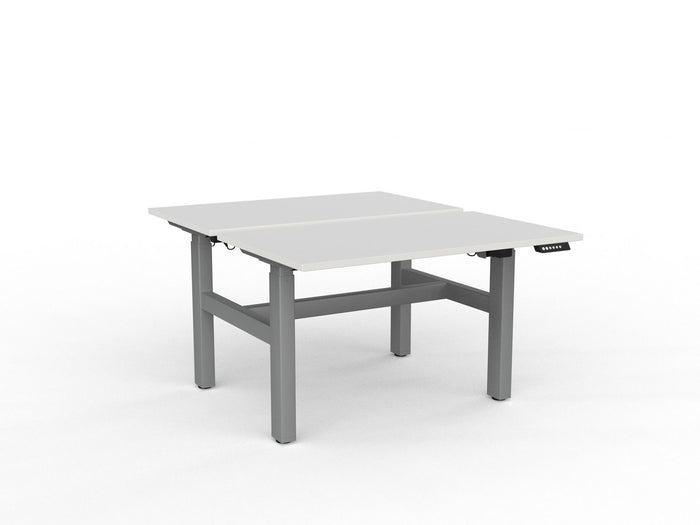 Knight's Agile Electric 2 Column Height Adjustable Shared Desk, Silver Frame, 1200mm x 700mm (Choice of Desktop Colours)