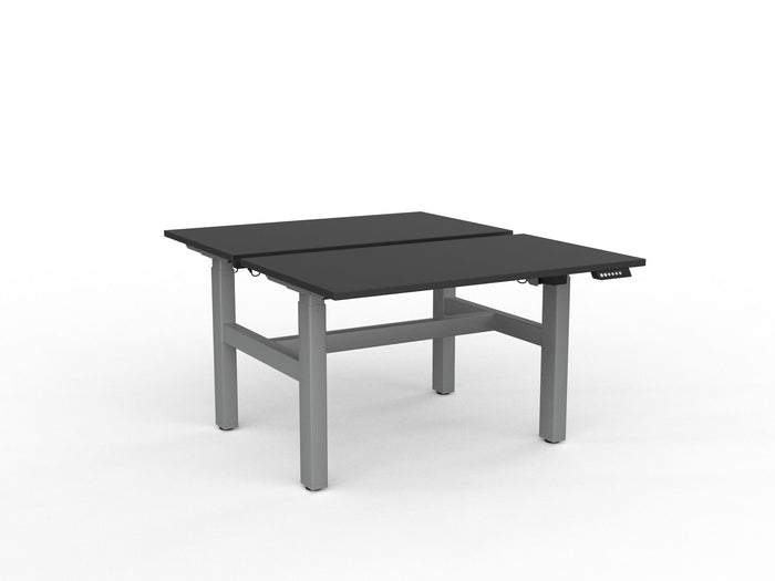 Knight's Agile Electric 2 Column Height Adjustable Shared Desk, Silver Frame, 1200mm x 700mm (Choice of Desktop Colours)