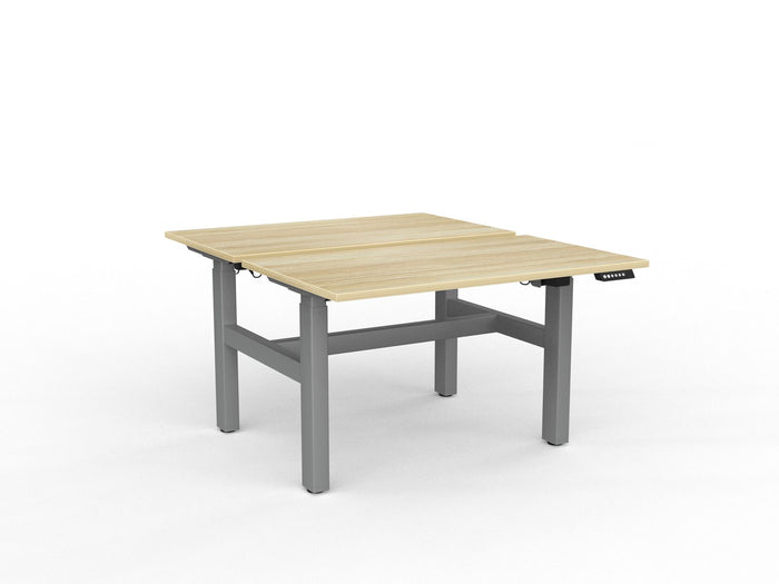 Knight's Agile Electric 2 Column Height Adjustable Shared Desk, Silver Frame, 1200mm x 700mm (Choice of Desktop Colours)