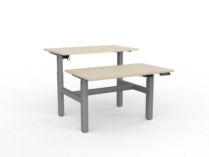 Knight's Agile Electric 2 Column Height Adjustable Shared Desk, Silver Frame, 1200mm x 700mm (Choice of Desktop Colours) Nordic Maple KG_AGE2DSD127S_NM