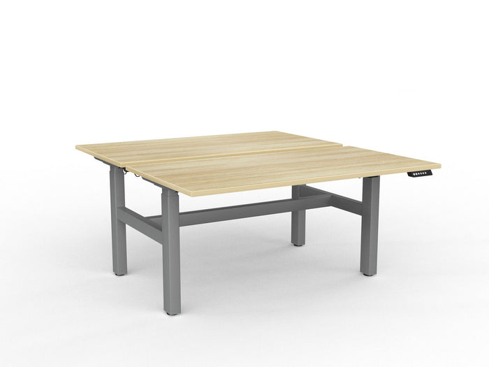 Knight's Agile Electric 2 Column Height Adjustable Shared Desk, Silver Frame, 1500mm x 800mm (Choice of Desktop Colours)