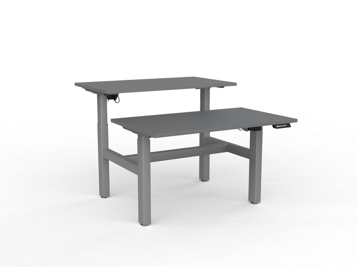 Knight's Agile Electric 2 Column Height Adjustable Shared Desk, Silver Frame, 1500mm x 800mm (Choice of Desktop Colours) Silver KG_AGE2DSD158S_S
