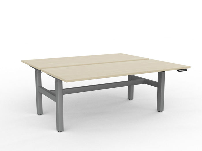 Knight's Agile Electric 2 Column Height Adjustable Shared Desk, Silver Frame, 1800mm x 800mm (Choice of Desktop Colours)