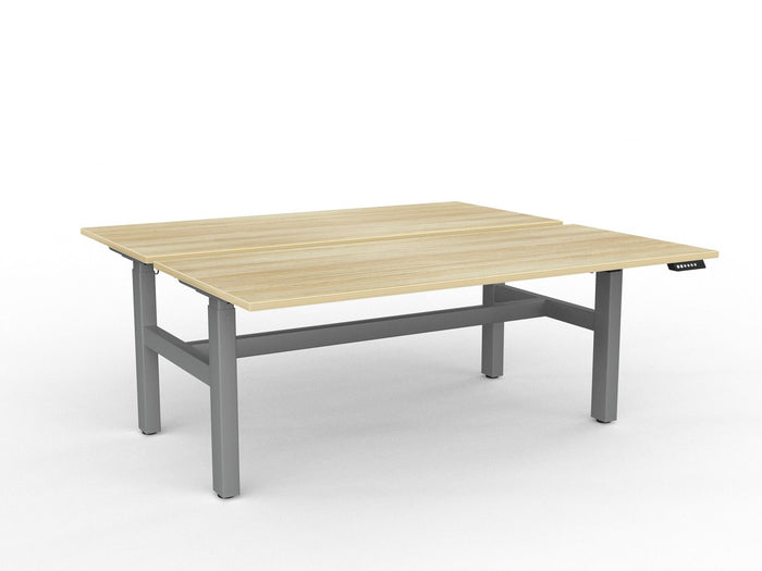 Knight's Agile Electric 2 Column Height Adjustable Shared Desk, Silver Frame, 1800mm x 800mm (Choice of Desktop Colours)