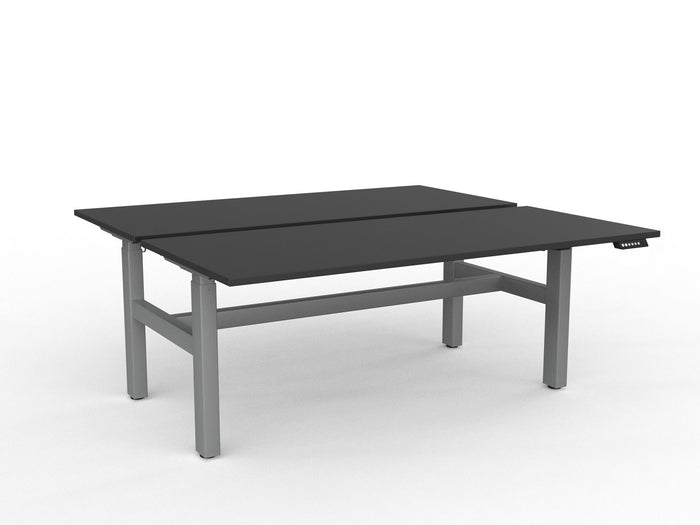 Knight's Agile Electric 2 Column Height Adjustable Shared Desk, Silver Frame, 1800mm x 800mm (Choice of Desktop Colours) Black KG_AGE2DSD188S_BL