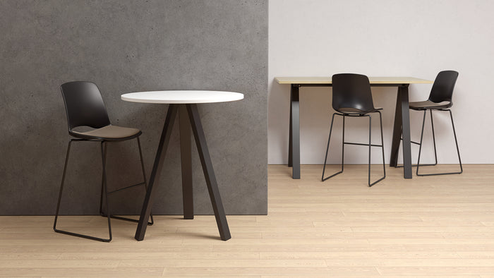 Knight's Arton Barstool, Black Frame, Padded and Non Padded Seat